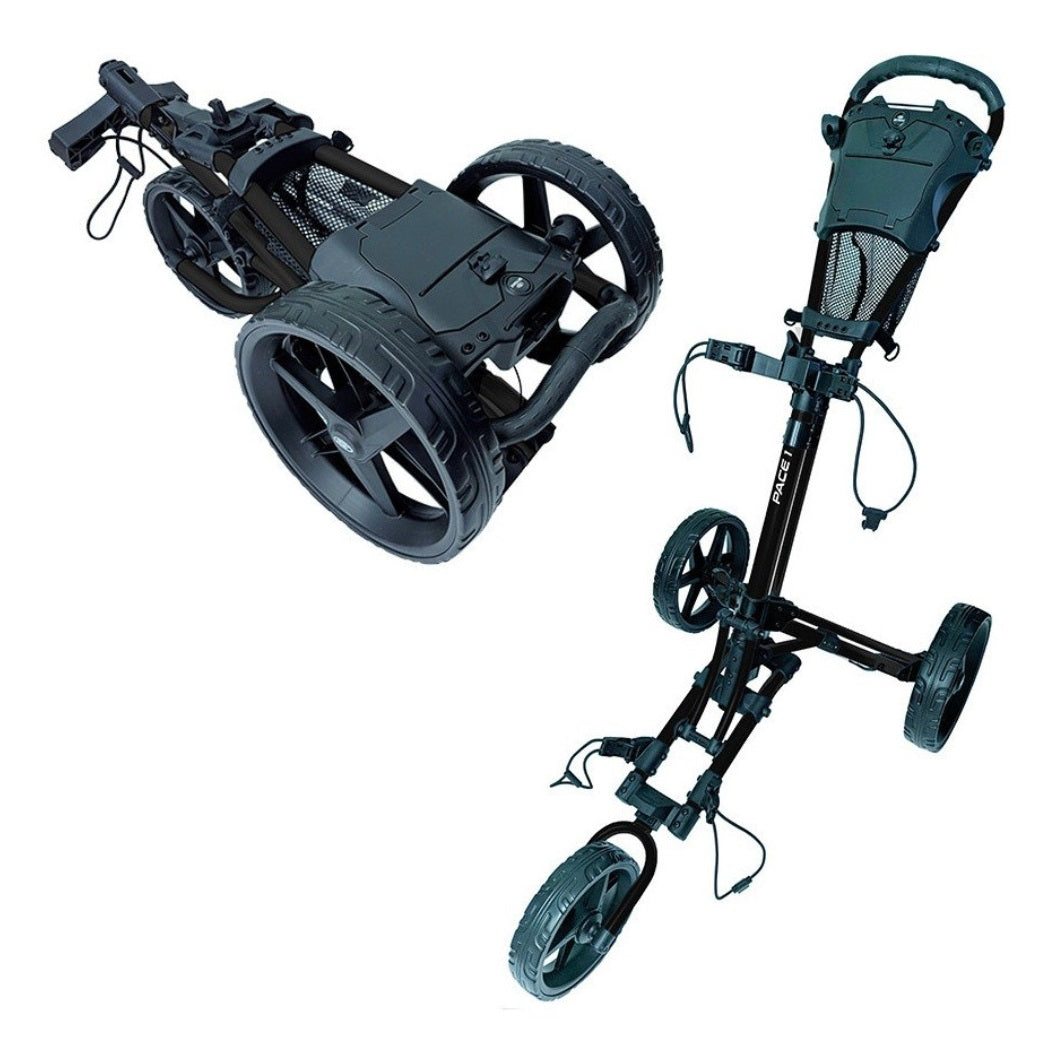Skymax PACE 1 Golf Trolley - 3-Wheel Push Cart  - Black folded