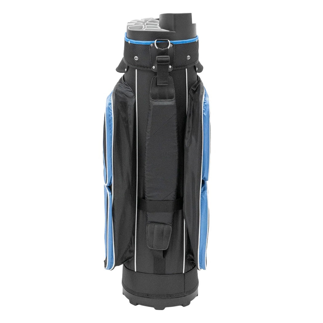Longridge Pro Golf Cart Bag - Black/Navy - rear view, showing carrry strap