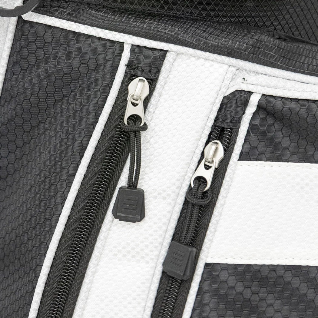 Longridge Pro Golf Cart Bag - Black/White - textured fabric and zip pulls