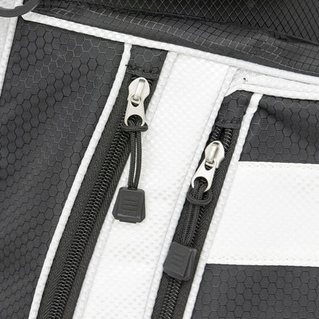 Longridge Pro Golf Cart Bag - Black/White - textured fabric and zip pulls