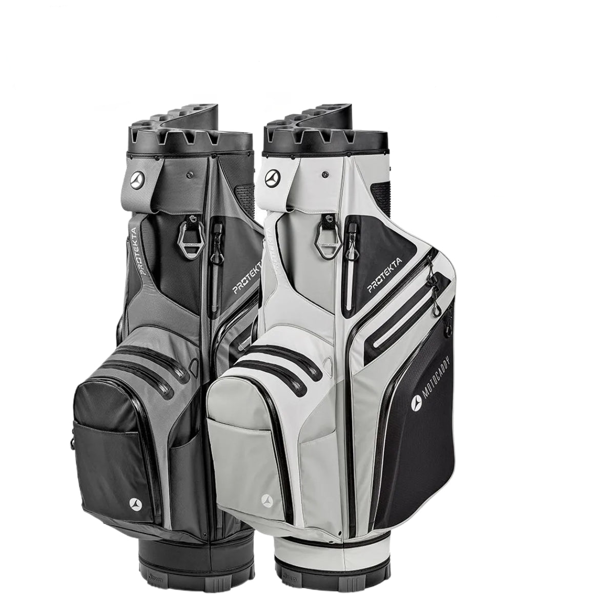 Motocaddy Protekta 14-Way Waterproof Golf Cart Bag in Charcoal/Black and White/Grey
