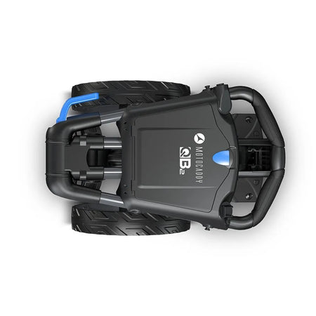 2025 Motocaddy QB2 Trolley - Compact Push Golf Cart - Blue - overhead view, folded