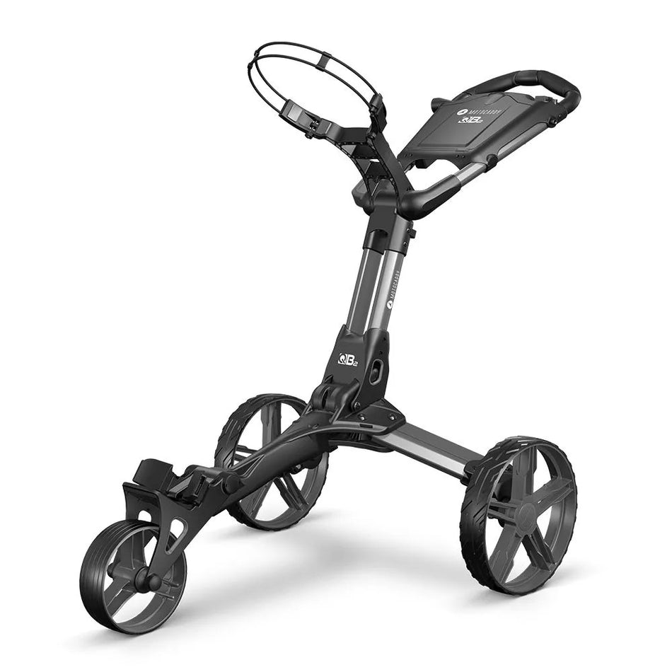 2025 Motocaddy QB2 Trolley - Compact Push Golf Cart - Graphite - front view