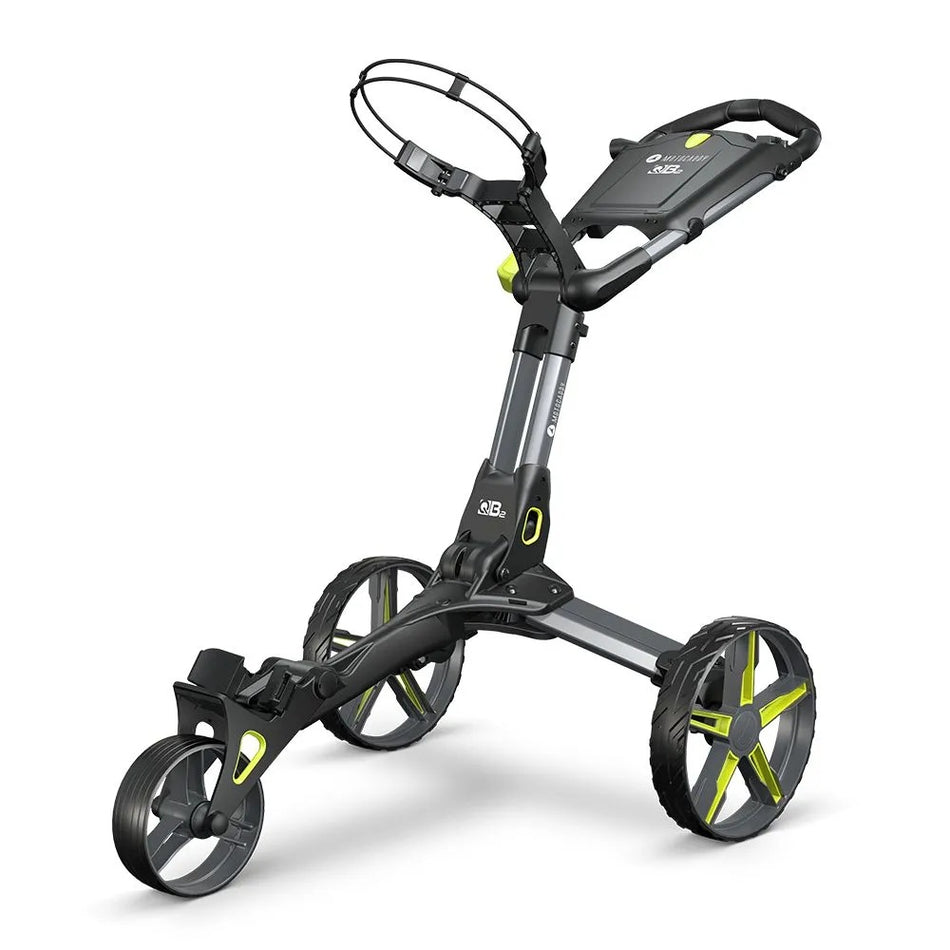2025 Motocaddy QB2 Trolley - Compact Push Golf Cart - Lime - front view