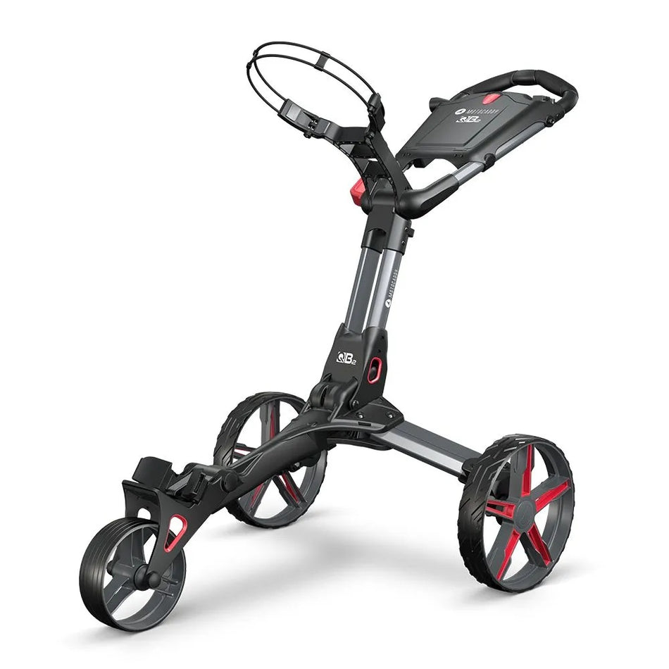2025 Motocaddy QB2 Trolley - Compact Push Golf Cart - Red - front view