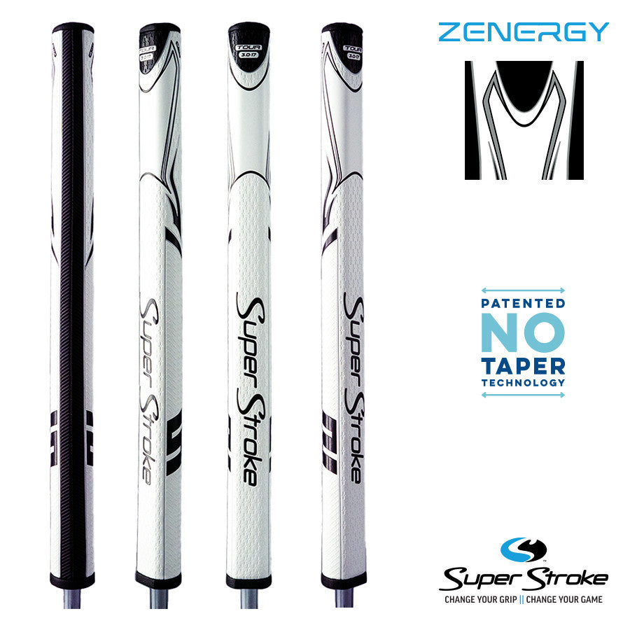 SuperStroke Golf Zenergy Putter Grip - Tour 3.0 - 17Inch White/Black