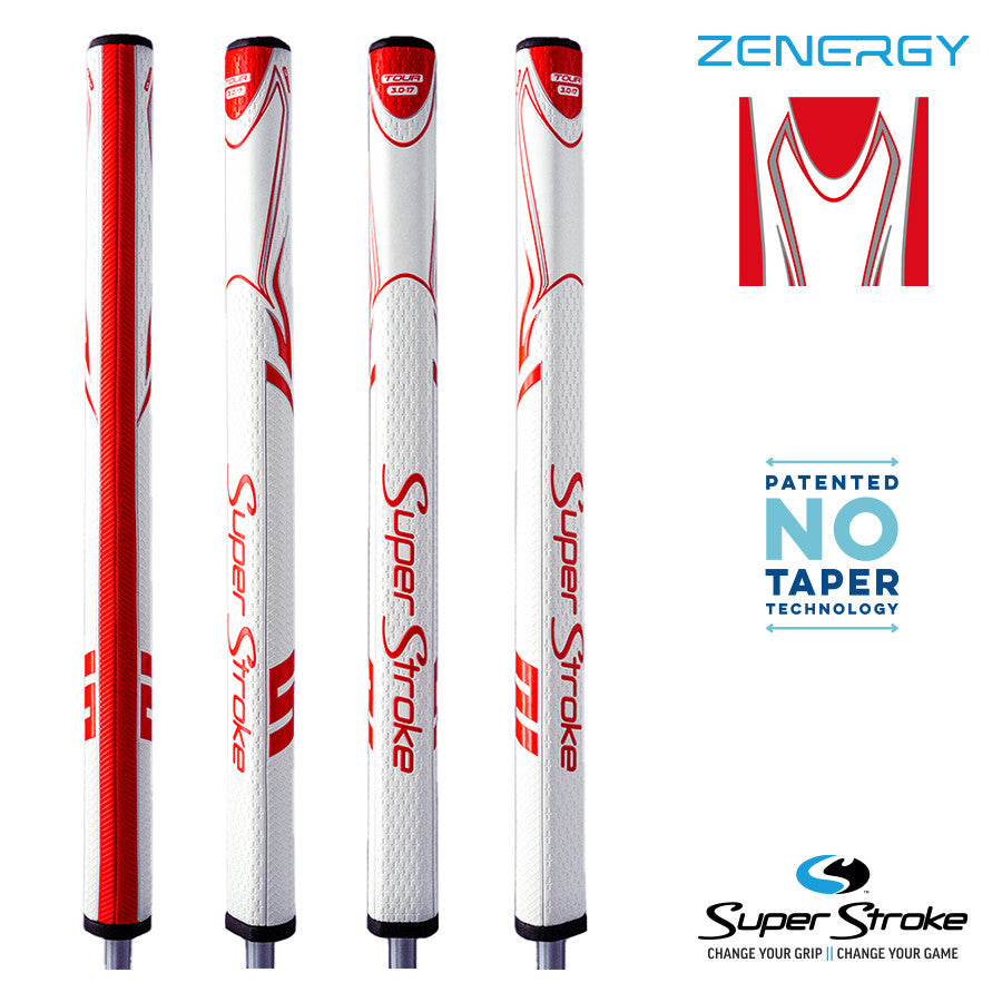 SuperStroke Golf Zenergy Putter Grip - Tour 3.0 - 17Inch White/Red