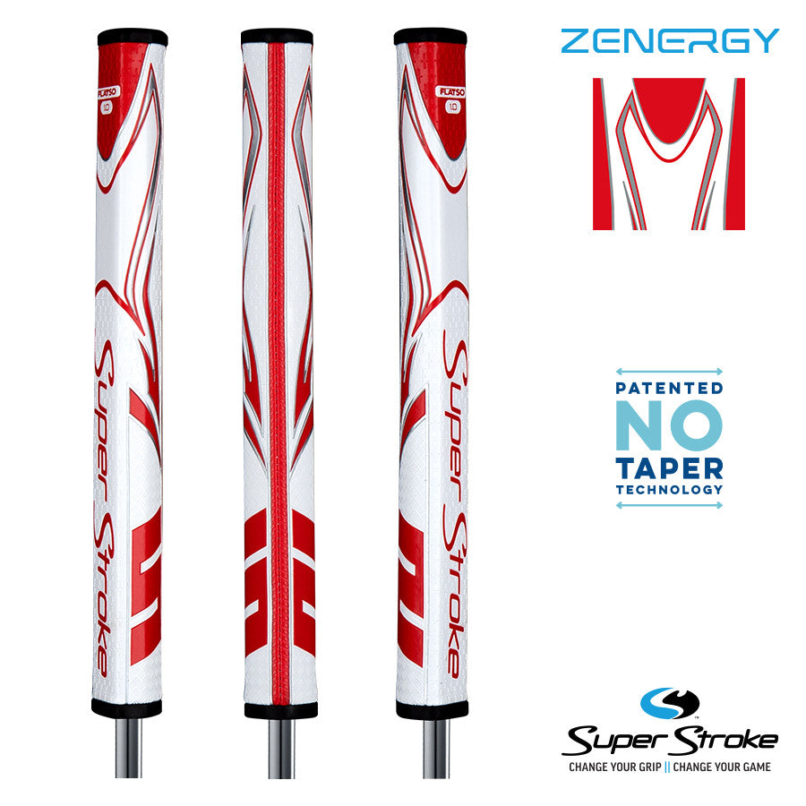 SuperStroke Golf Zenergy Putter Grip - Flatso 1.0 White/Red