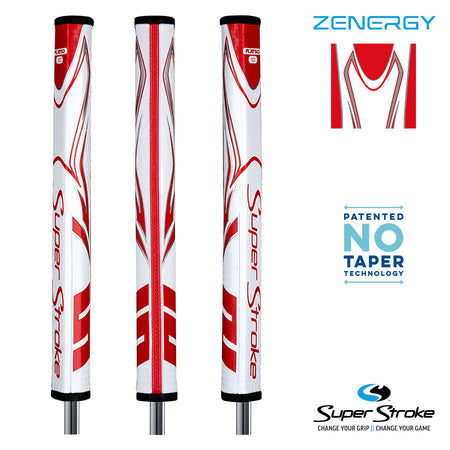 SuperStroke Golf Zenergy Putter Grip - Flatso 1.0 White/Red