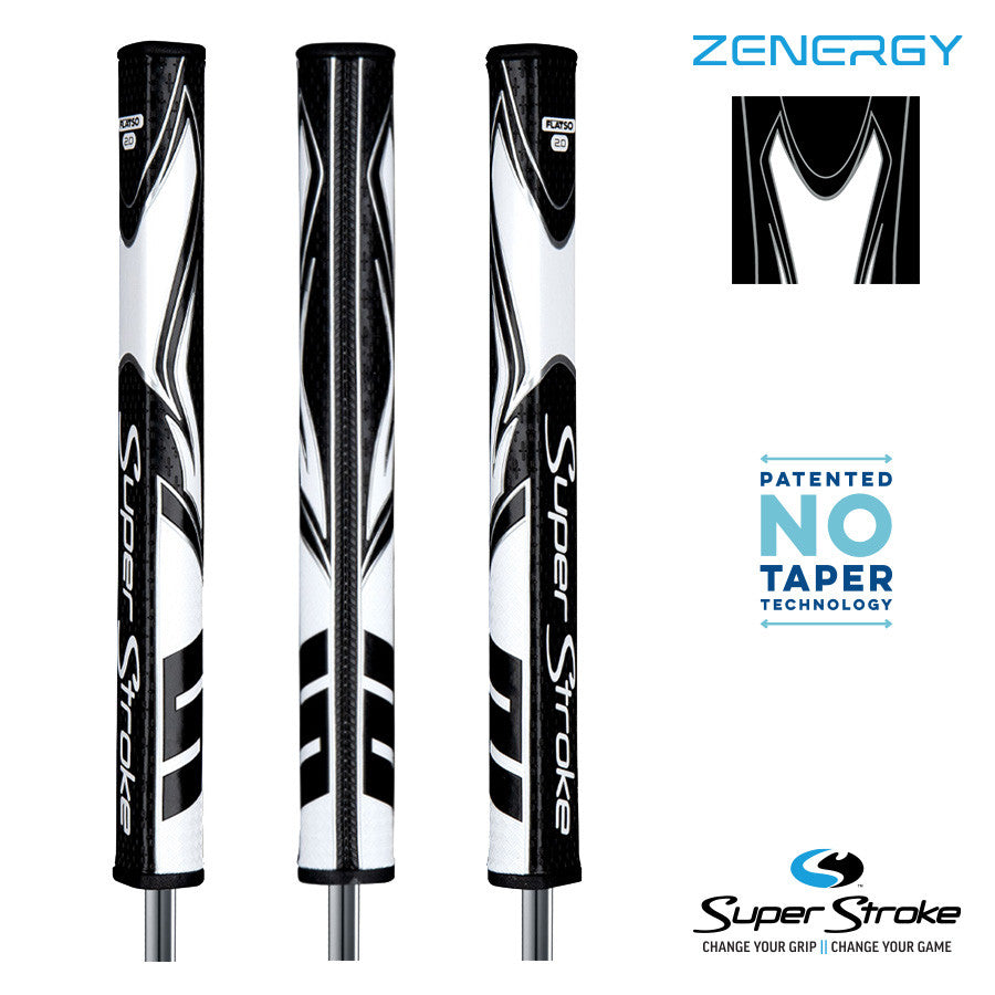 SuperStroke Golf Zenergy Putter Grip - Flatso 2.0 Black/White