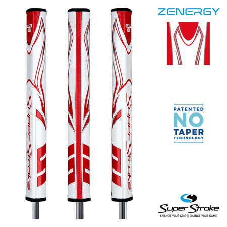 SuperStroke Golf Zenergy Putter Grip - Flatso 2.0 White/Red