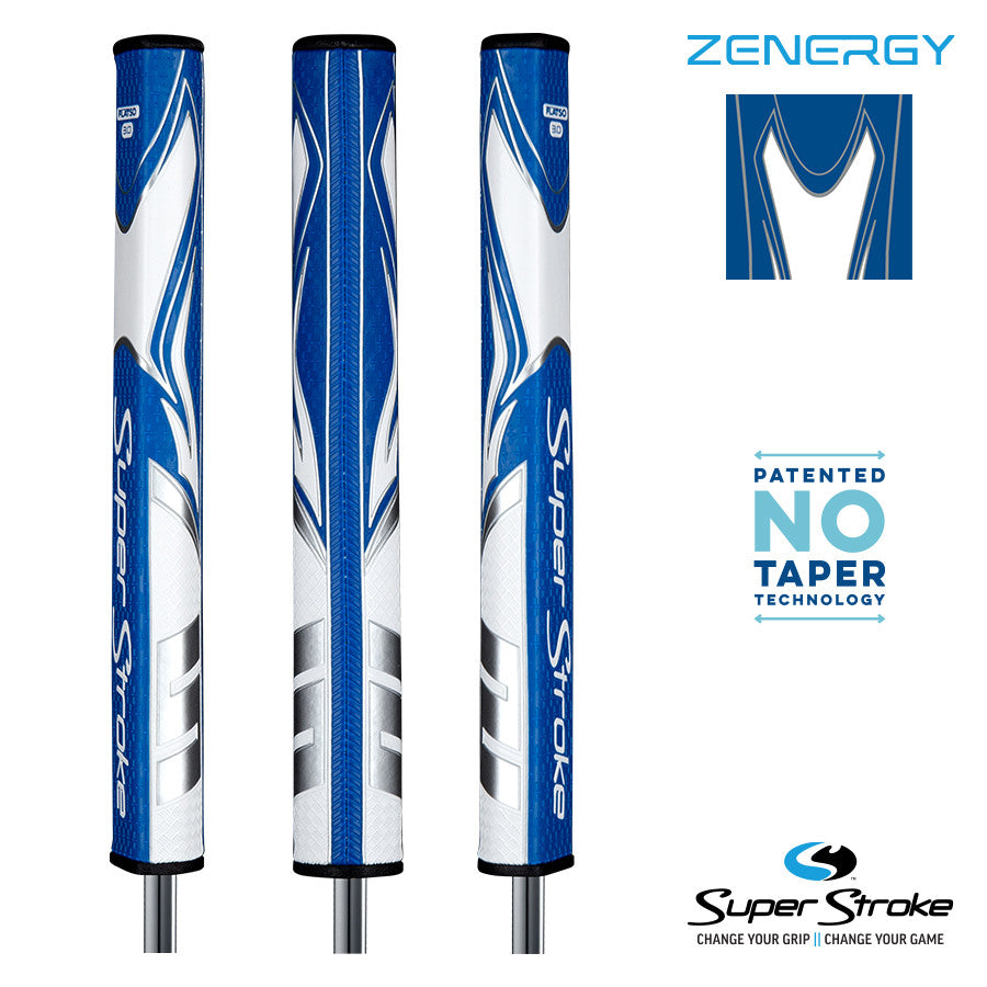 SuperStroke Golf Zenergy Putter Grip - Flatso 3.0 Blue/White