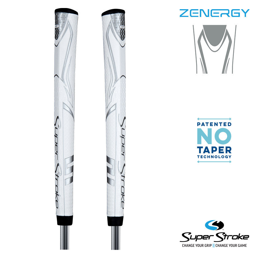 SuperStroke Golf Zenergy Putter Grip - PT 1.0 White/Silver