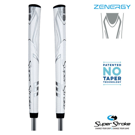 SuperStroke Golf Zenergy Putter Grip - PT 1.0 White/Silver