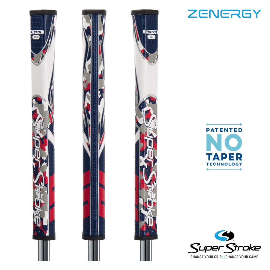 SuperStroke Golf Zenergy Putter Grip - Pistol 1.0 Red/White/Blue Camo