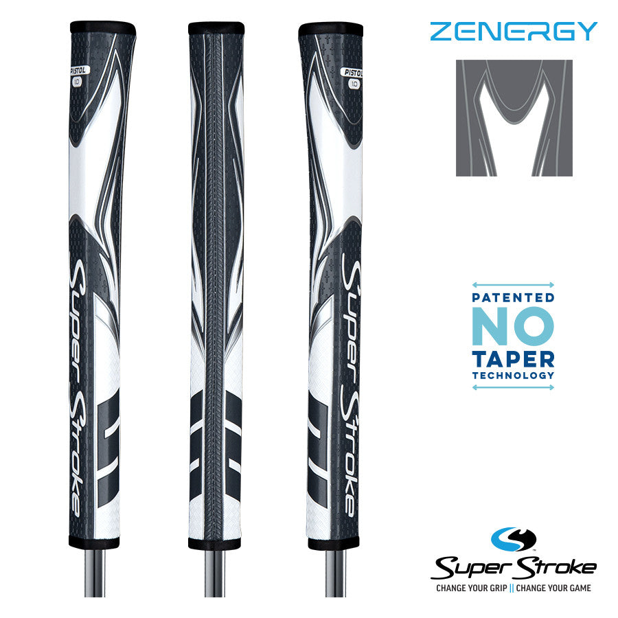 SuperStroke Golf Zenergy Putter Grip - Pistol 1.0 Grey/White