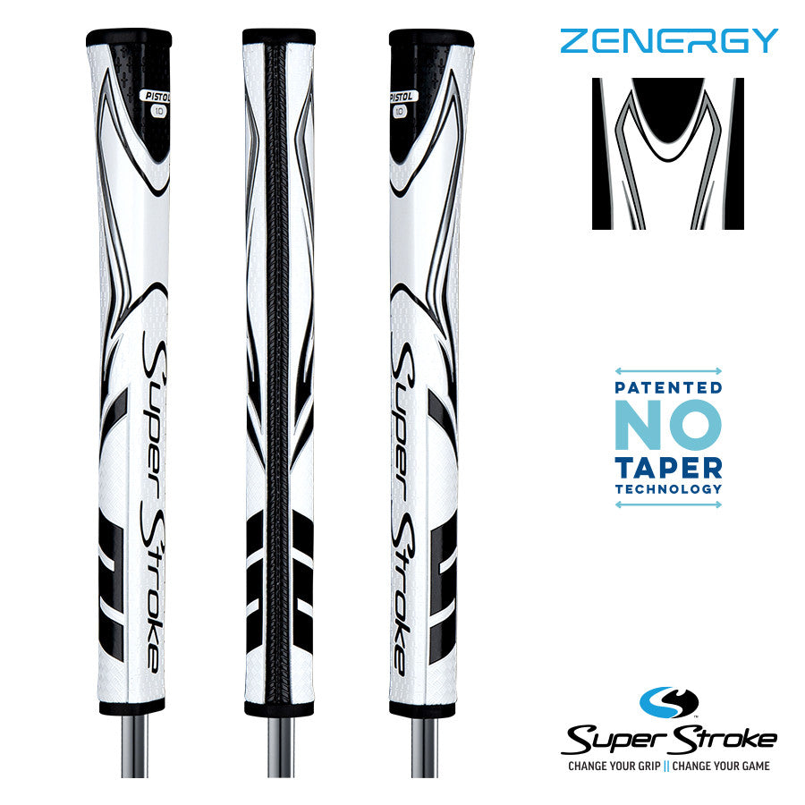 SuperStroke Golf Zenergy Putter Grip - Pistol 1.0 White/Black