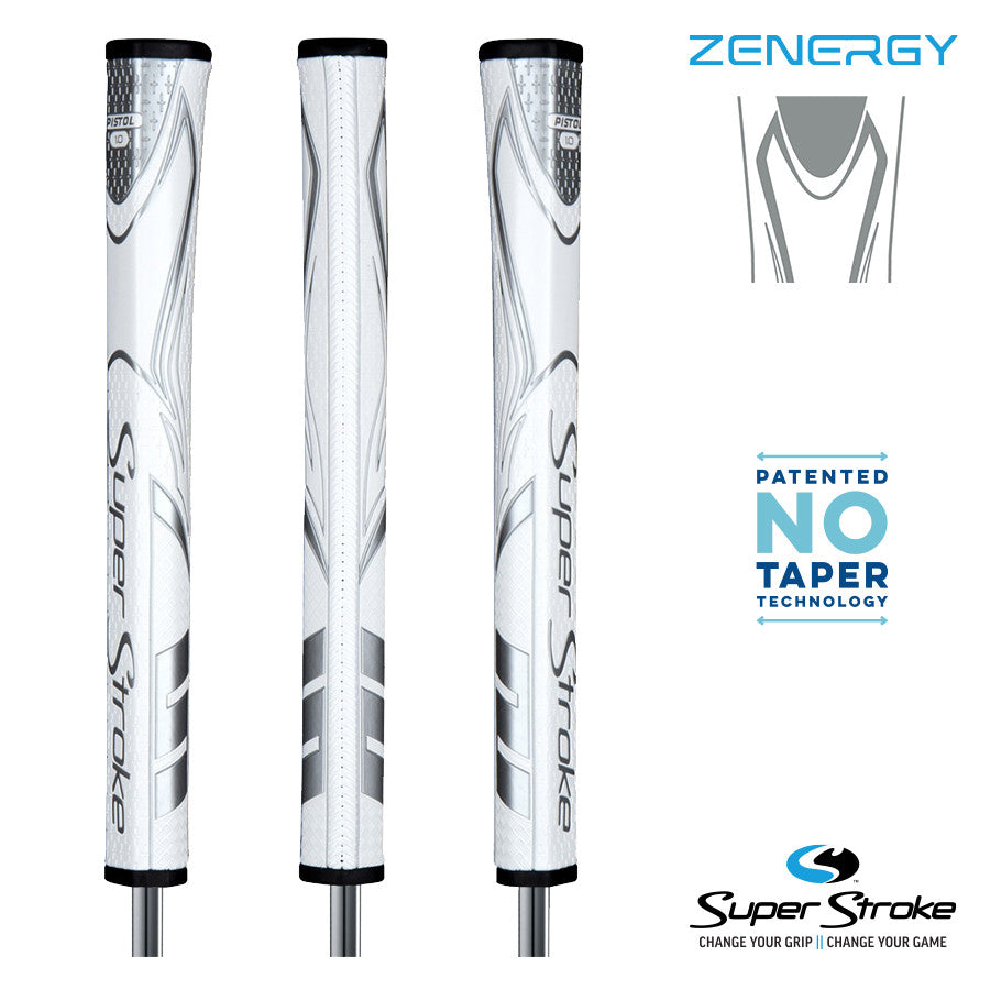 SuperStroke Golf Zenergy Putter Grip - Pistol 1.0 White/Silver