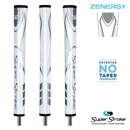 SuperStroke Golf Zenergy Putter Grip - Pistol 1.0 White/Silver