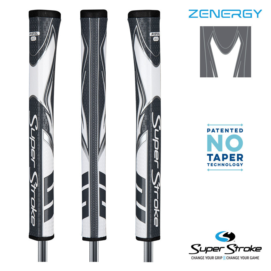 SuperStroke Golf Zenergy Putter Grip - Pistol 2.0 Grey/White