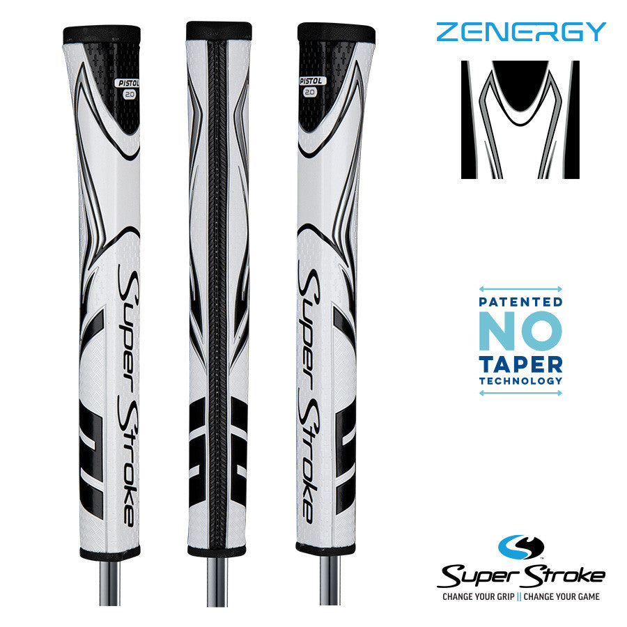 SuperStroke Golf Zenergy Putter Grip - Pistol 2.0 White/Black