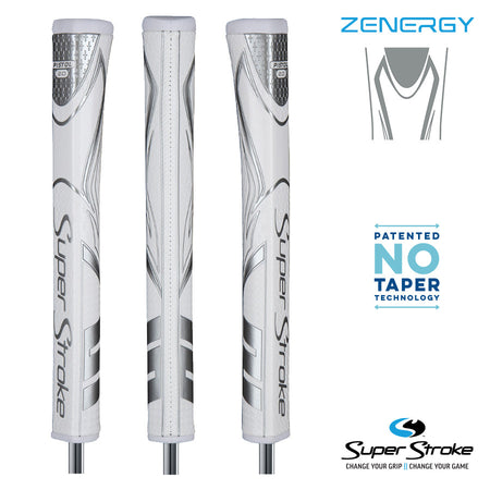SuperStroke Golf Zenergy Putter Grip - Pistol 2.0 White/Silver
