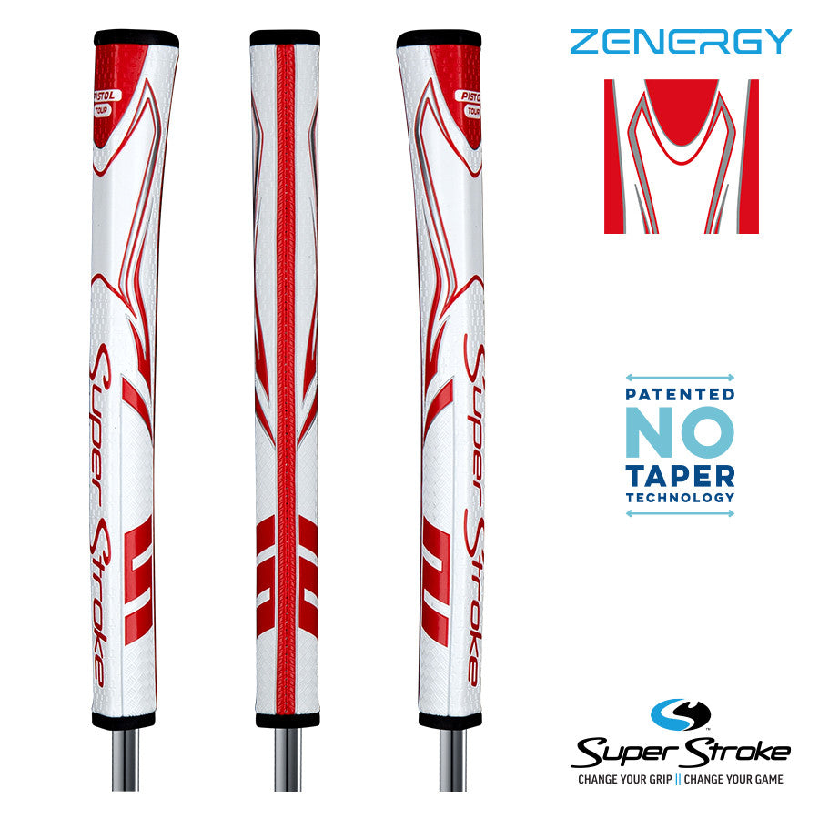 SuperStroke Golf Zenergy Putter Grip - Pistol Tour White/Red