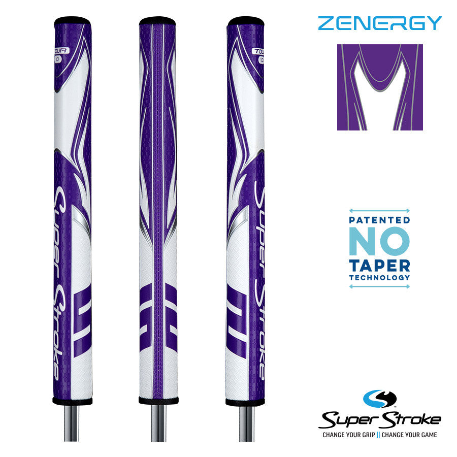 SuperStroke Golf Zenergy Putter Grip - Tour 1.0 Purple/White