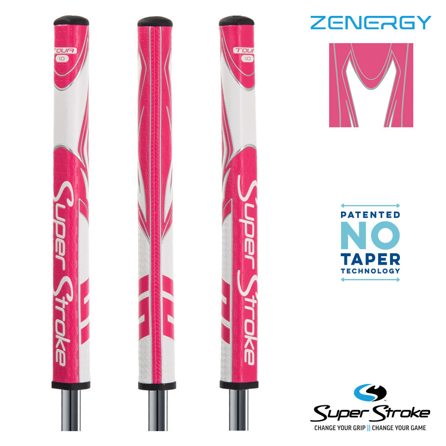 SuperStroke Golf Zenergy Putter Grip - Tour 1.0 White/Pink