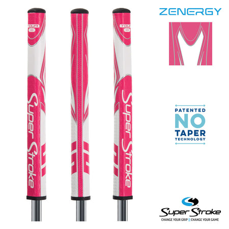 SuperStroke Golf Zenergy Putter Grip - Tour 1.0 White/Pink