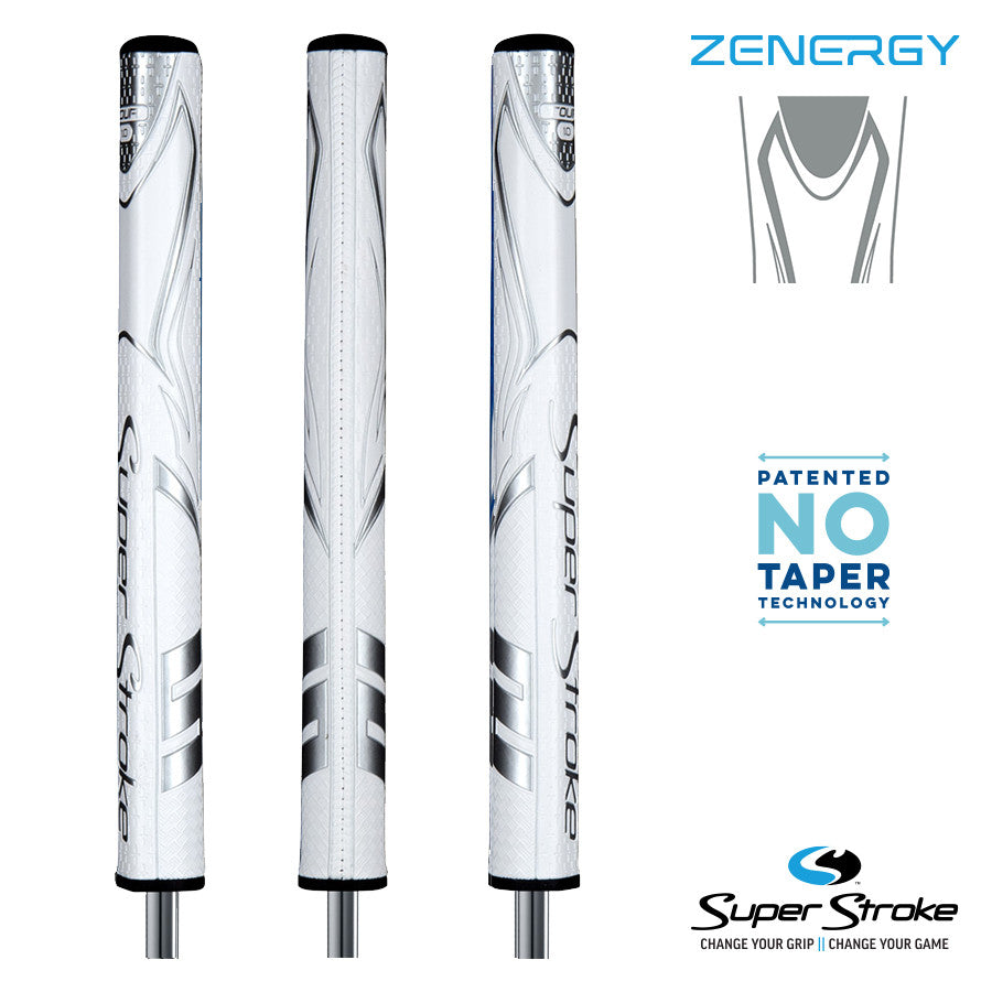 SuperStroke Golf Zenergy Putter Grip - Tour 1.0 Silver/White