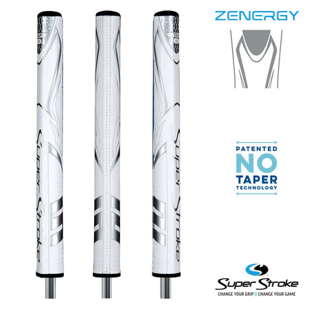 SuperStroke Golf Zenergy Putter Grip - Tour 1.0 Silver/White