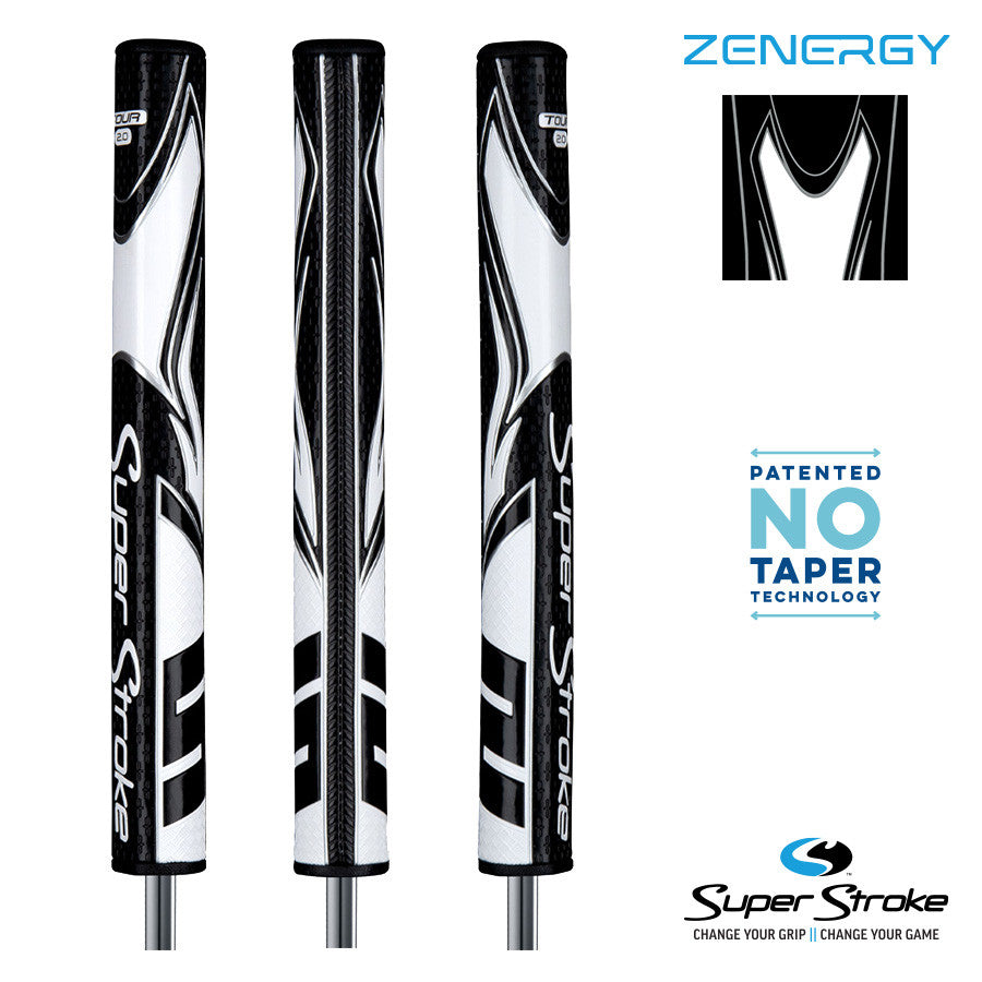 SuperStroke Golf Zenergy Putter Grip - Tour 2.0 Black/White