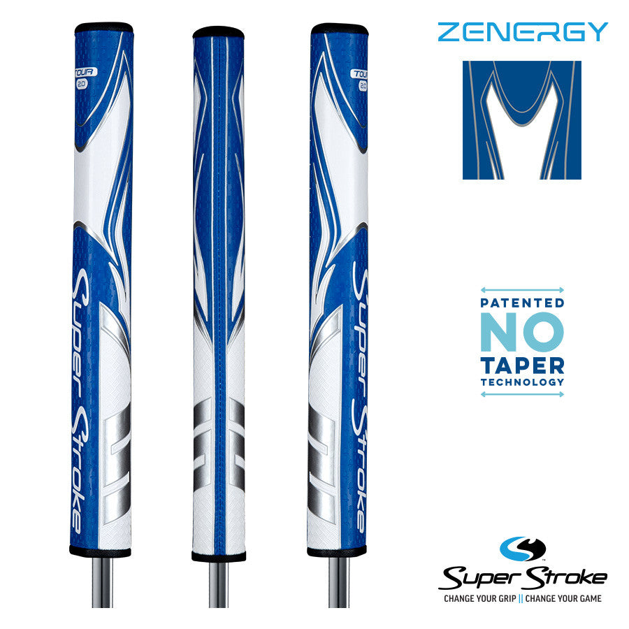 SuperStroke Golf Zenergy Putter Grip - Tour 2.0 Blue/White