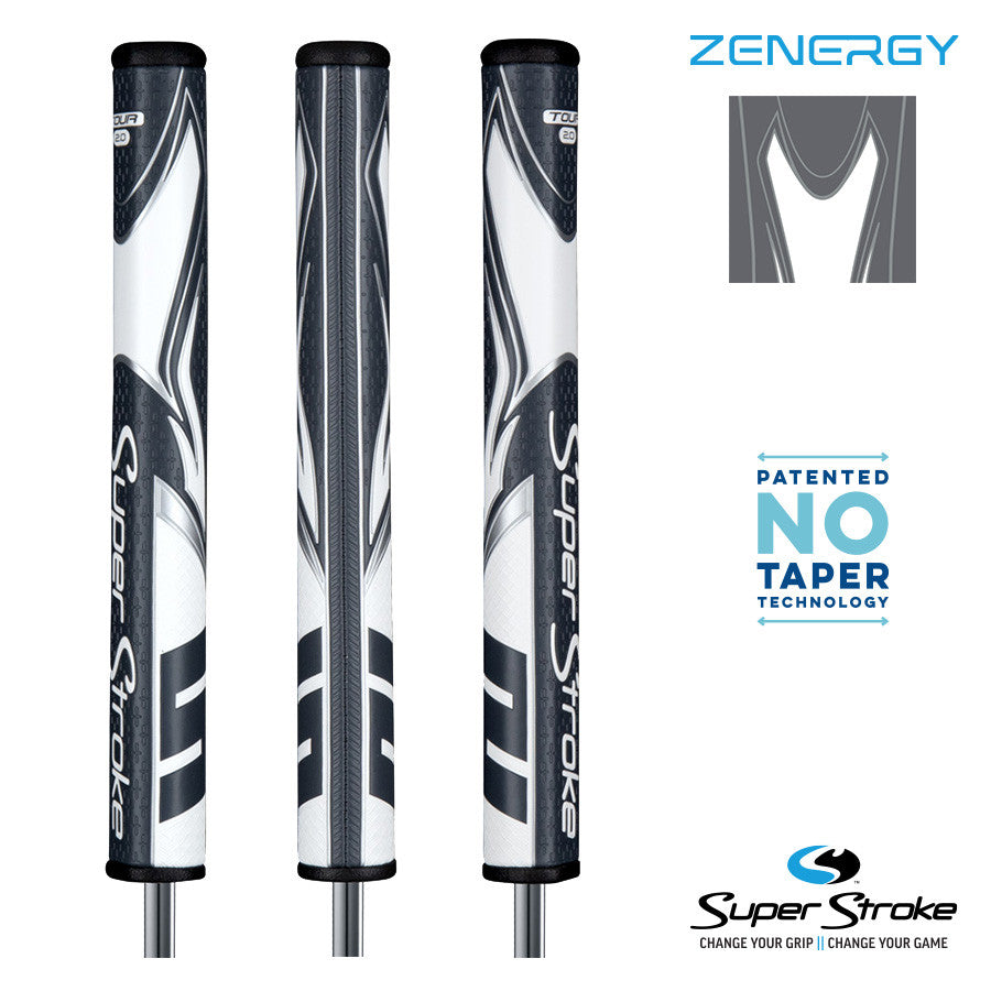 SuperStroke Golf Zenergy Putter Grip - Tour 2.0 Grey/White