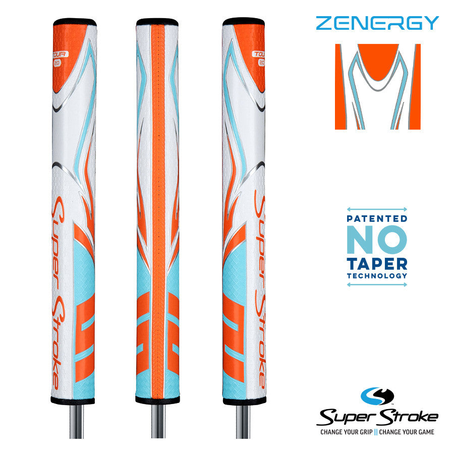 SuperStroke Golf Zenergy Putter Grip - Tour 2.0 Orange/Blue/White