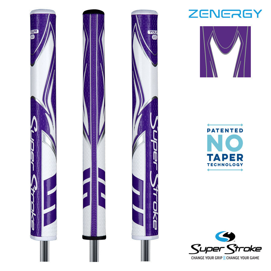 SuperStroke Golf Zenergy Putter Grip - Tour 2.0 Purple/White