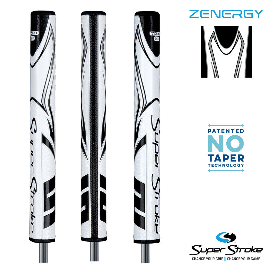 SuperStroke Golf Zenergy Putter Grip - Tour 2.0 White/Black