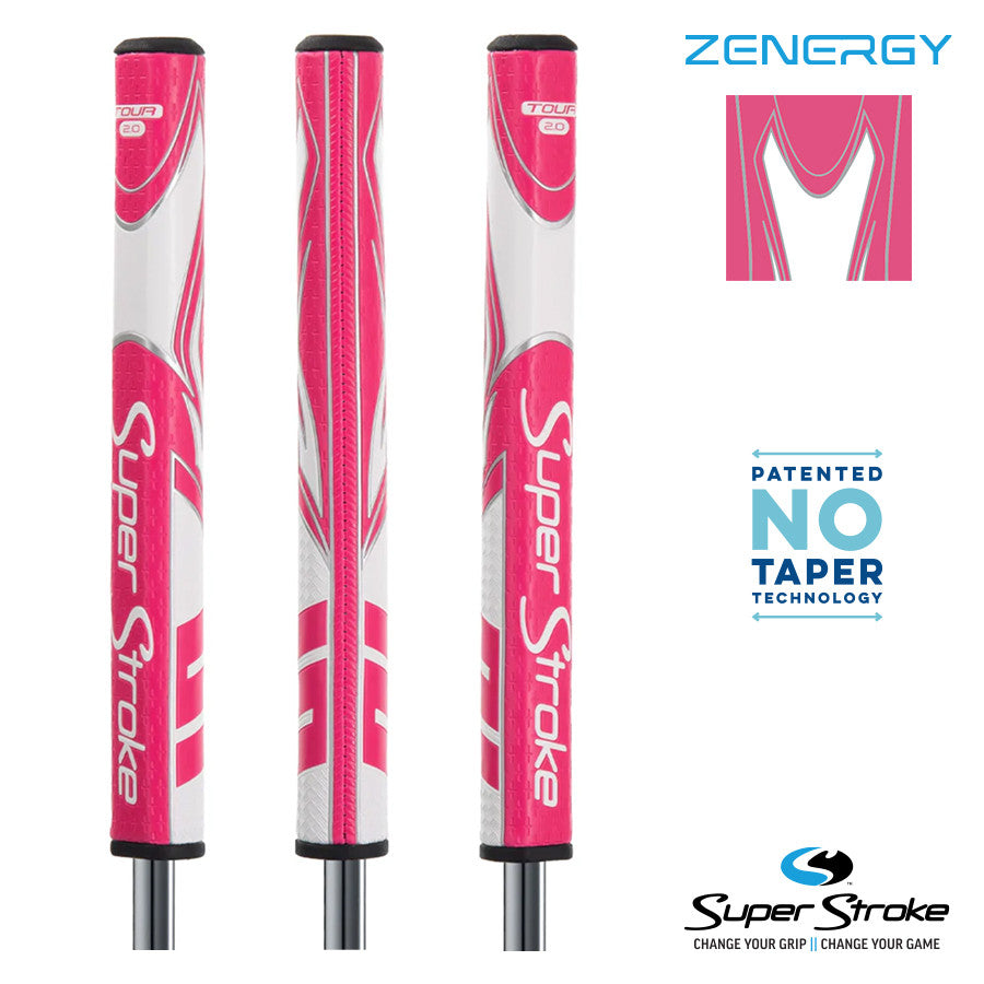 SuperStroke Golf Zenergy Putter Grip - Tour 2.0 White/Pink