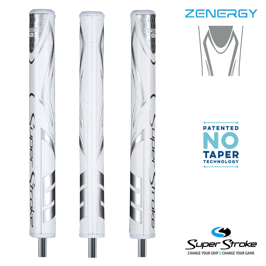 SuperStroke Golf Zenergy Putter Grip - Tour 2.0 White/Silver