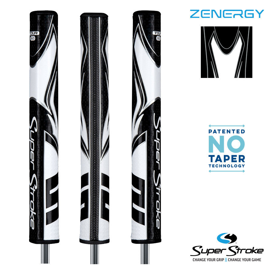 SuperStroke Golf Zenergy Putter Grip - Tour 3.0 Black/White