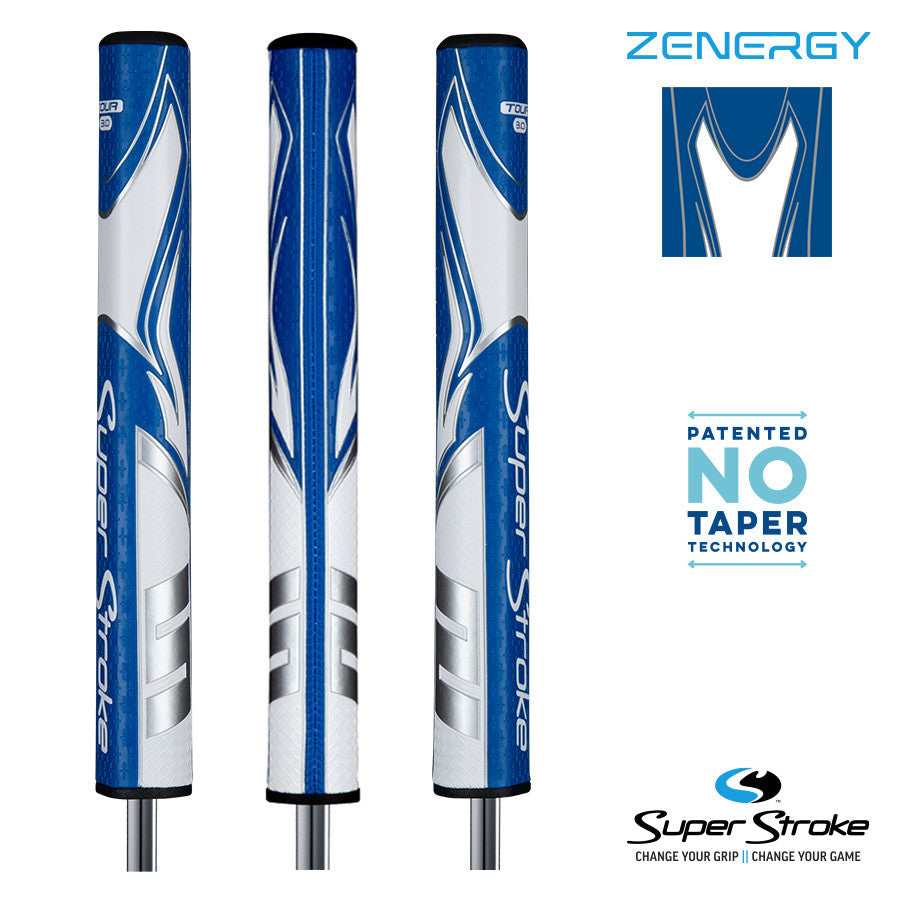 SuperStroke Golf Zenergy Putter Grip - Tour 3.0 Blue/White