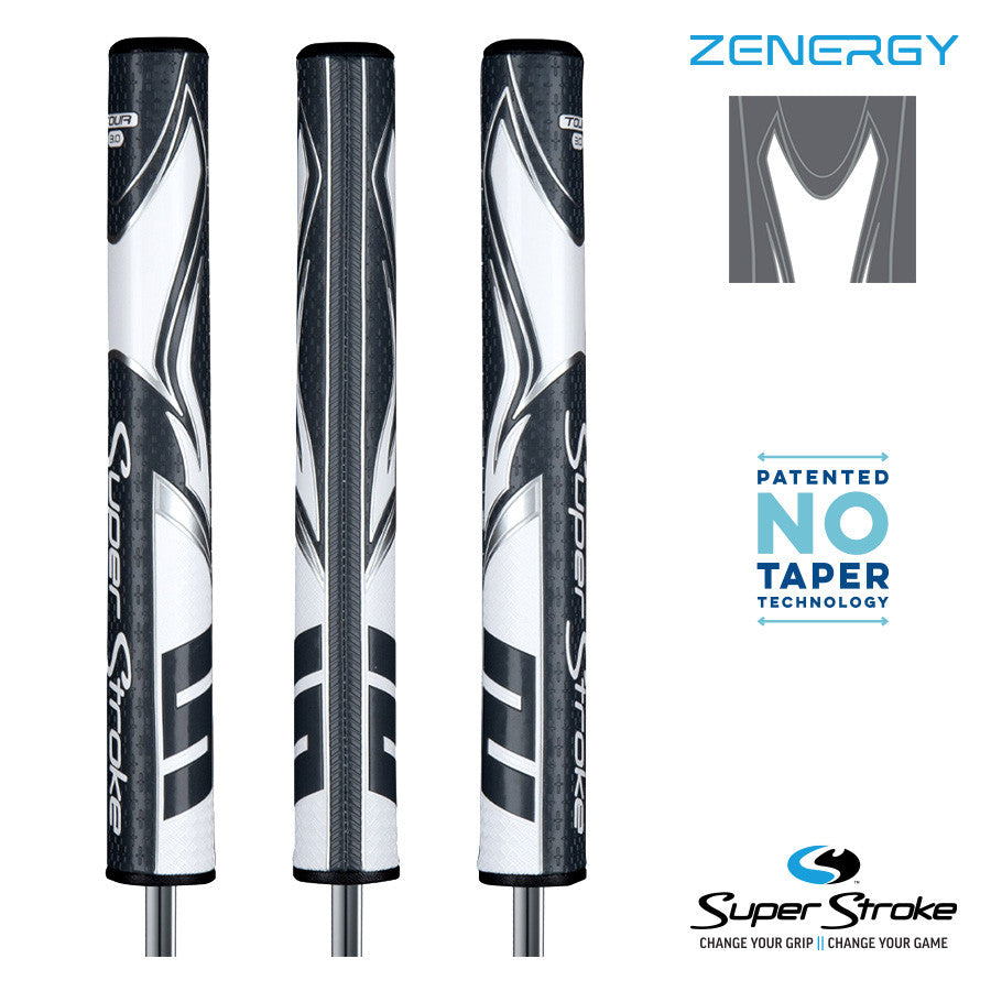 SuperStroke Golf Zenergy Putter Grip - Tour 3.0 Grey/White