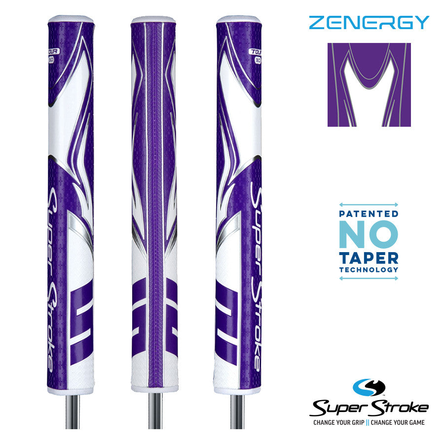 SuperStroke Golf Zenergy Putter Grip - Tour 3.0 Purple/White