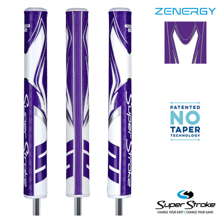 SuperStroke Golf Zenergy Putter Grip - Tour 3.0 Purple/White