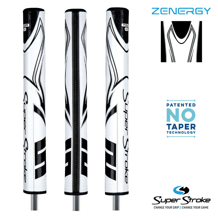 SuperStroke Golf Zenergy Putter Grip - Tour 3.0 White/Black