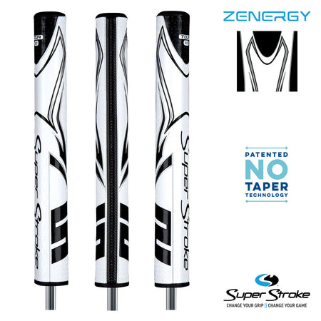 SuperStroke Golf Zenergy Putter Grip - Tour 3.0 White/Black