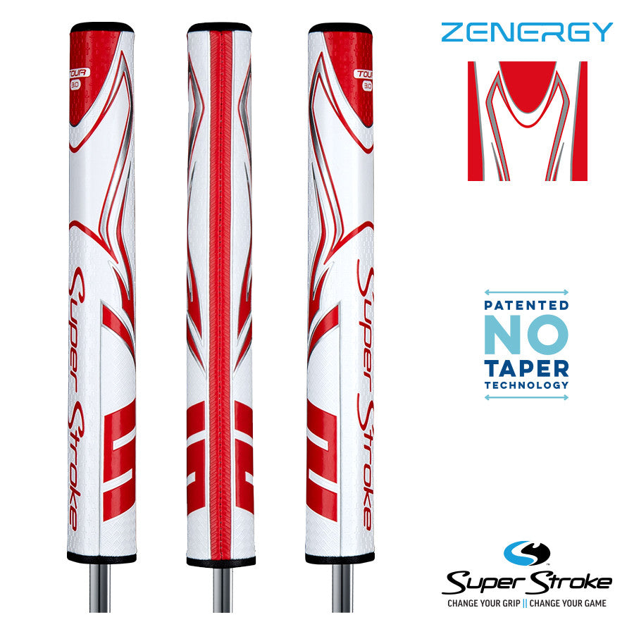 SuperStroke Golf Zenergy Putter Grip - Tour 3.0 White/Red