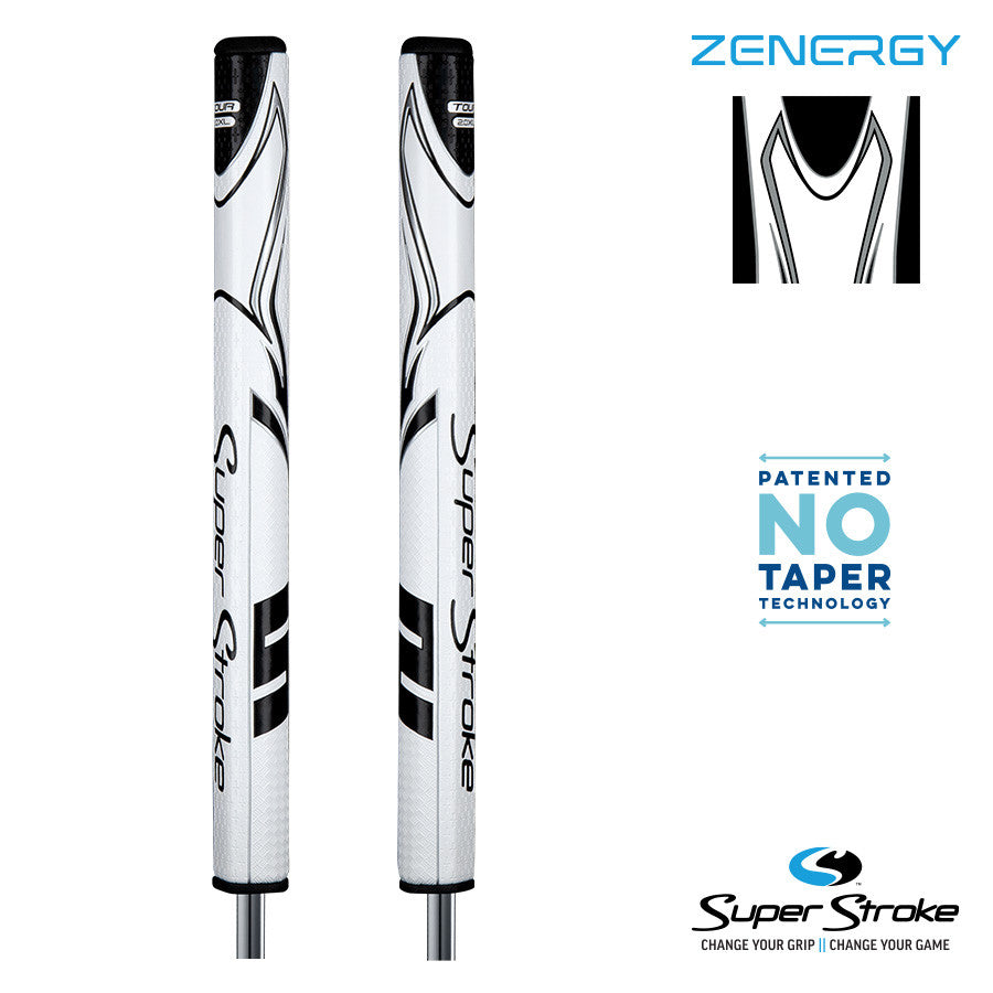 SuperStroke Golf Zenergy Putter Grip - XL Plus 2.0 White/Black