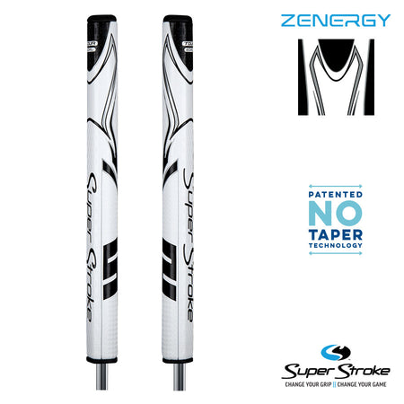 SuperStroke Golf Zenergy Putter Grip - XL Plus 2.0 White/Black
